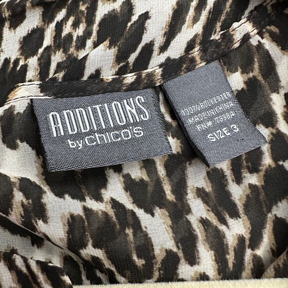 Chicos Additions Womens Pullover Top Size 3 US XL Animal Print Sheer Cheetah - Picture 3 of 7